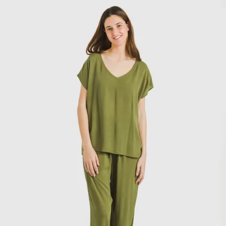 Camisola manga fluída viscosa bambula lisa