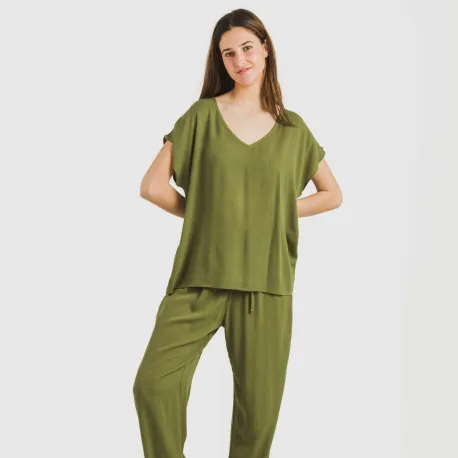 Camisola manga fluída viscosa bambula lisa