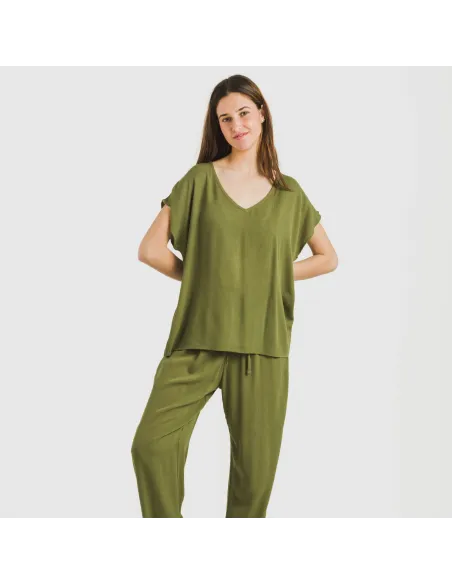 Camisola manga fluída viscosa bambula lisa