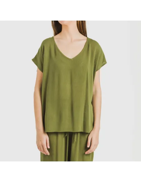 Camisola manga fluída viscosa bambula lisa