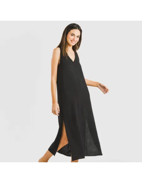 Vestido comprido alças bambula liso Vestido comprido alças bambula liso