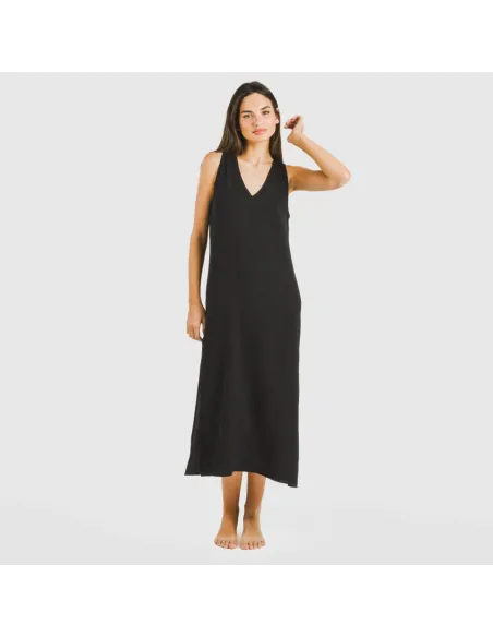 Vestido comprido alças bambula liso Vestido comprido alças bambula liso