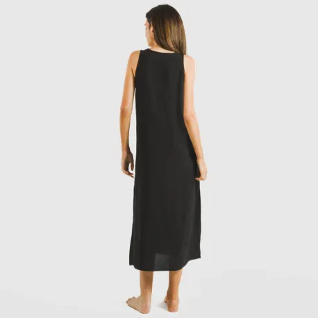 Vestido comprido alças bambula liso