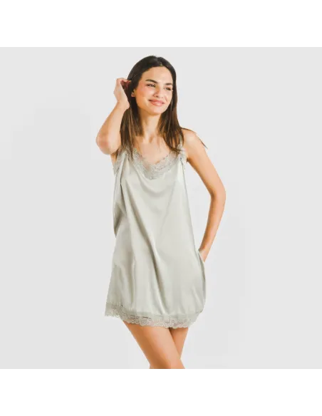 Camisa de dormir curta Saten Friday liso Camisa de dormir curta Saten Friday liso