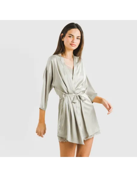 Roupão curto mulher Saten Friday liso Roupão curto mulher Saten Friday liso