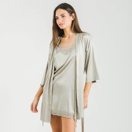 Roupão curto mulher Saten Friday liso