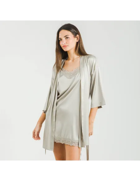 Roupão curto mulher Saten Friday liso Roupão curto mulher Saten Friday liso