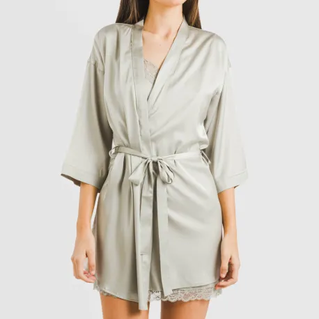 Roupão curto mulher Saten Friday liso