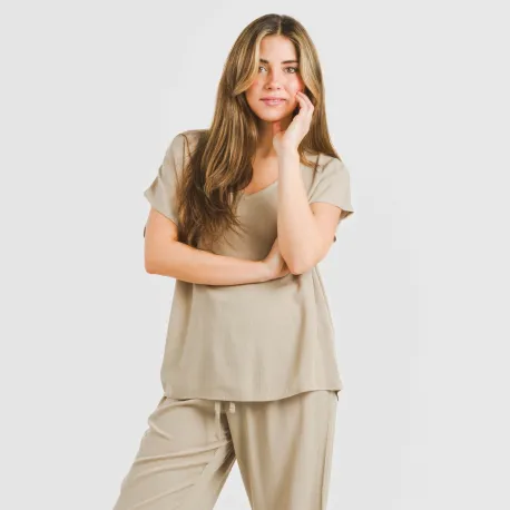 Camisola manga fluída viscosa bambula lisa