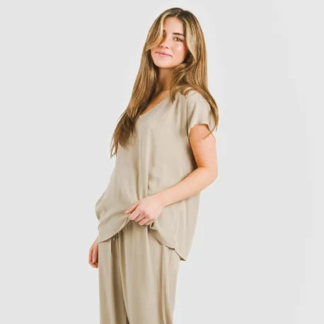 Camisola manga fluída viscosa bambula lisa