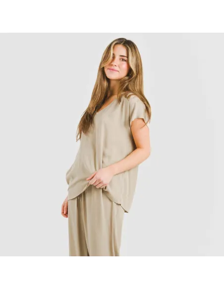 Camisola manga fluída viscosa bambula lisa