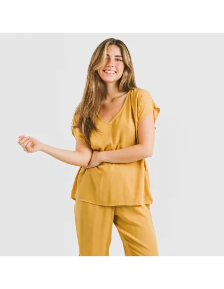 Camisola manga fluída viscosa bambula lisa