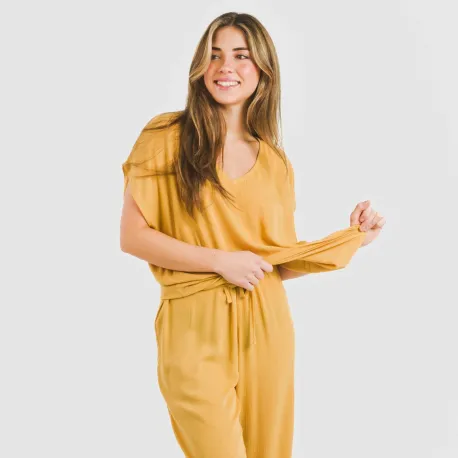 Camisola manga fluída viscosa bambula lisa