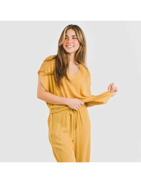 Camisola manga fluída viscosa bambula lisa