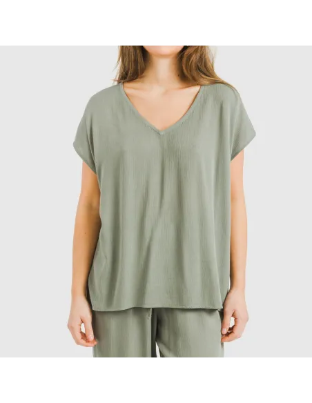 Camisola manga fluída viscosa bambula lisa