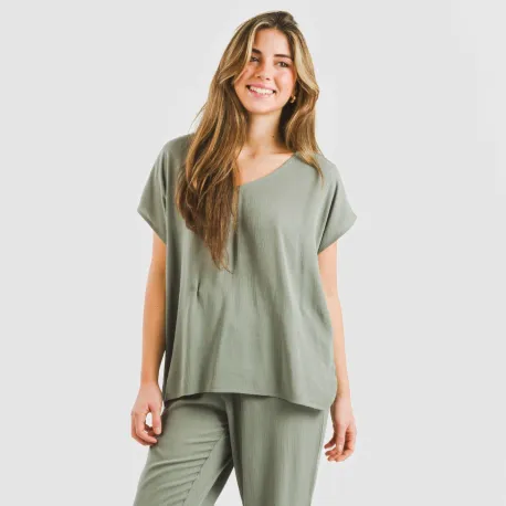 Camisola manga fluída viscosa bambula lisa