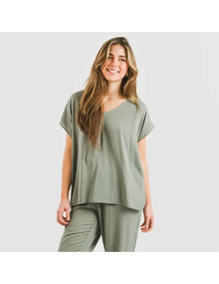 Camisola manga fluída viscosa bambula lisa