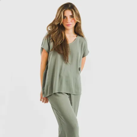 Camisola manga fluída viscosa bambula lisa