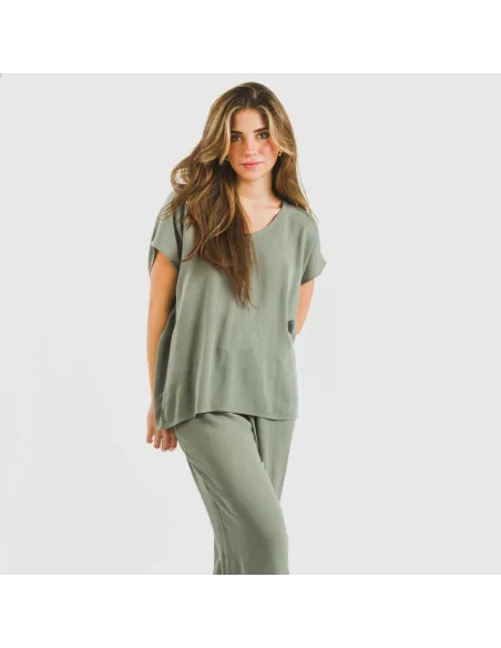 Camisola manga fluída viscosa bambula lisa