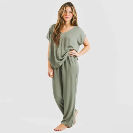 Calças viscosa bambula liso