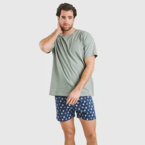 Pijama curto algodão homem Hawat cinza verdoso 2