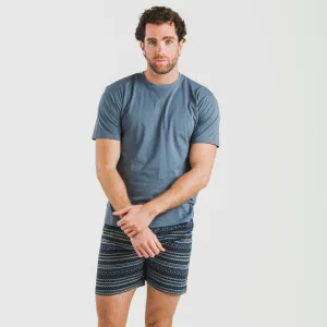 Pijama curto algodão homem Evelio azul marinho