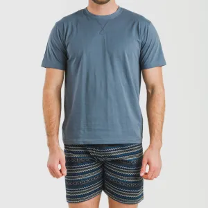 Pijama curto algodão homem Evelio azul marinho 2