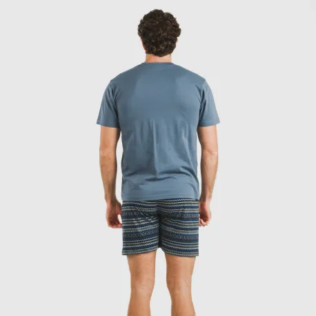 Pijama curto algodão homem Evelio azul marinho