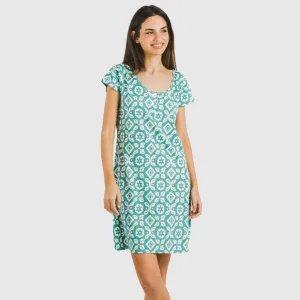 Vestido algodão Eugenia água marinha