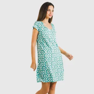 Vestido algodão Eugenia água marinha 2