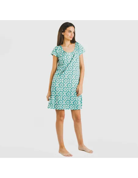 Vestido algodão Eugenia água marinha