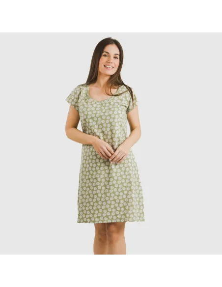 Vestido algodão Medusa verde caça Vestido algodão Medusa verde caça