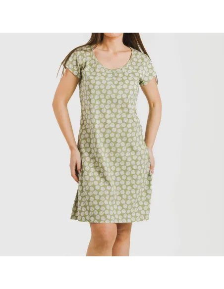 Vestido algodão Medusa verde caça Vestido algodão Medusa verde caça