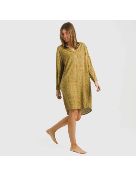 Túnica viscosa Silda verde caça Túnica viscosa Silda verde caça
