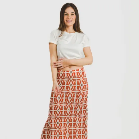 Saia midi soft Catania cor telha