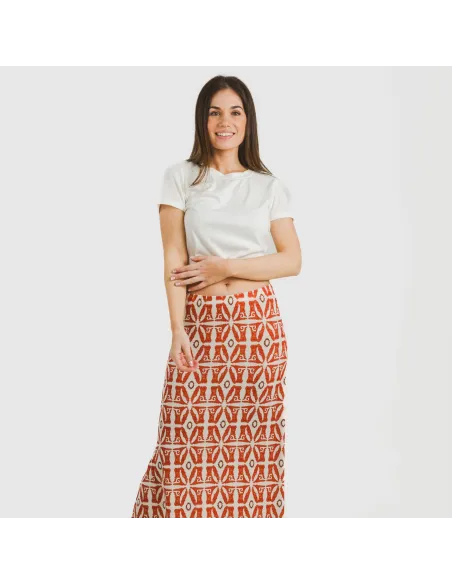 Saia midi soft Catania cor telha Saia midi soft Catania cor telha