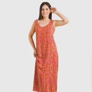 Vestido comprido alças viscosa Silda cor telha