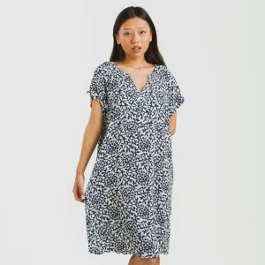 Vestido curto manga fluida viscosa bambula Aladero azul