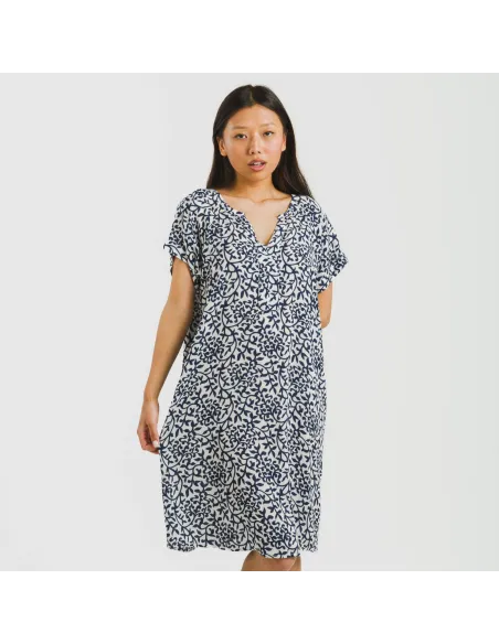 Vestido curto manga fluida viscosa bambula Aladero azul Vestido curto manga fluida viscosa bambula Aladero azul