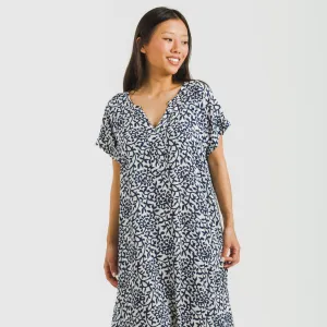 Vestido curto manga fluida viscosa bambula Aladero azul 2