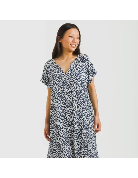 Vestido curto manga fluida viscosa bambula Aladero azul Vestido curto manga fluida viscosa bambula Aladero azul