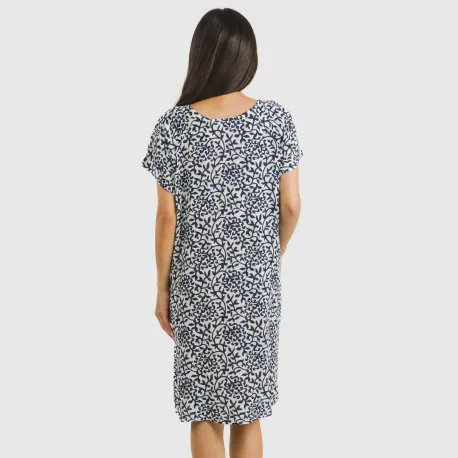 Vestido curto manga fluida viscosa bambula Aladero azul