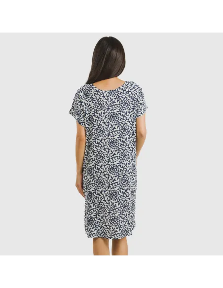 Vestido curto manga fluida viscosa bambula Aladero azul Vestido curto manga fluida viscosa bambula Aladero azul