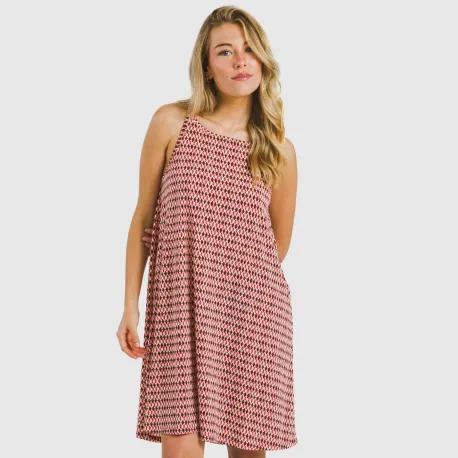 Vestido curto alças crepe Jannat bordeaux