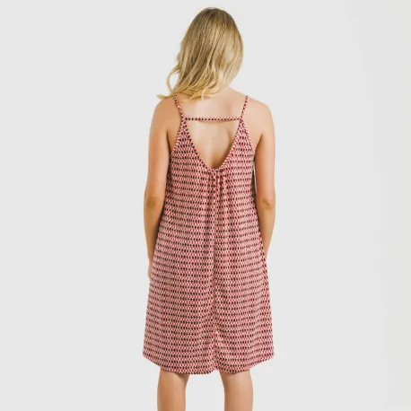 Vestido curto alças crepe Jannat bordeaux