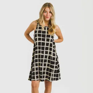 Vestido curto alças crepe Naroa bege - preto 2
