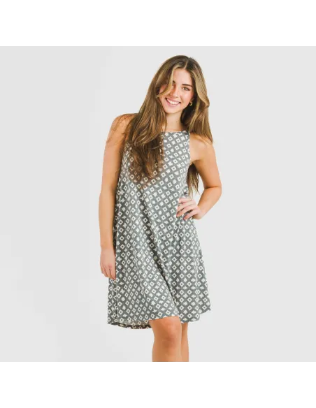 Vestido curto alças crepe Narciso azul indigo