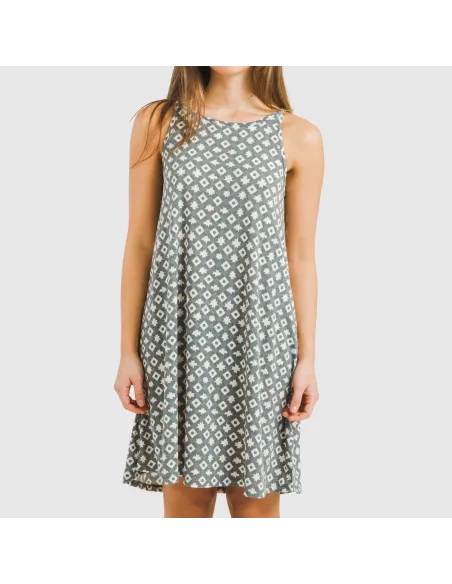 Vestido curto alças crepe Narciso azul indigo