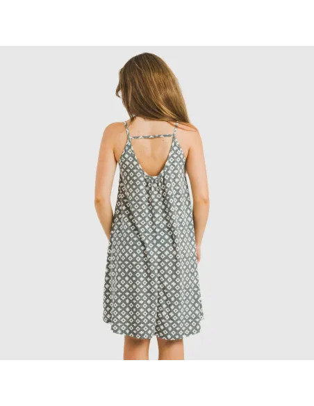 Vestido curto alças crepe Narciso azul indigo