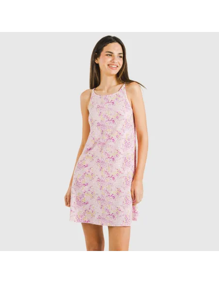 Vestido curto alças crepe Aruna malva Vestido curto alças crepe Aruna malva